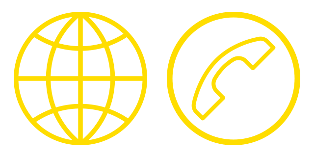 Symbole für Internet und Telefon